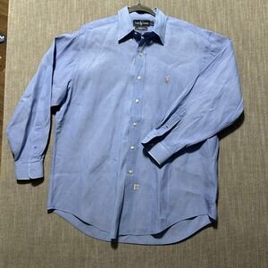 Ralph Lauren Yarmouth Mens 16.5 34 Blue Pinpoint Oxford Cotton Button Down Shirt
